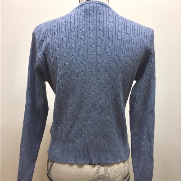 Danier Women Button Down Cardigan Light Cable Knit Medium Denim Blue - Picture 2 of 9